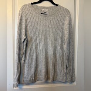 Croft & Barrow Women's Light Gray Classic Crew Neck Cable Knit Pullover